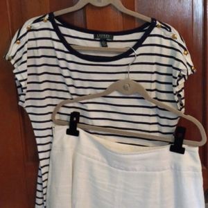 Ralph Lauren Striped Top w Talbots Linen Skirt